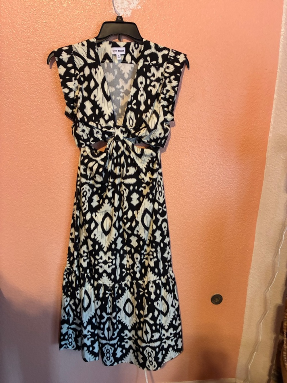 Steve Madden Black and White Ikat Maxi Dress